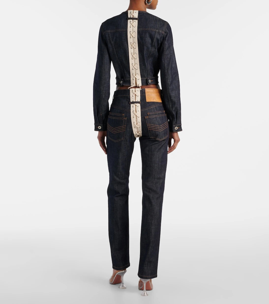 Jean Paul Gaultier - Lace-up cropped denim jacket