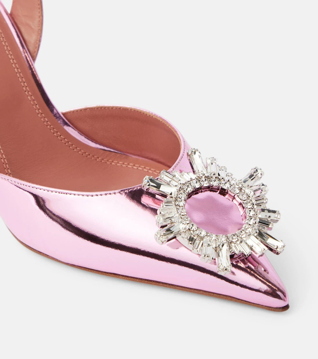 Amina Muaddi - Begum Sling 70 mirrored leather slingback pumps