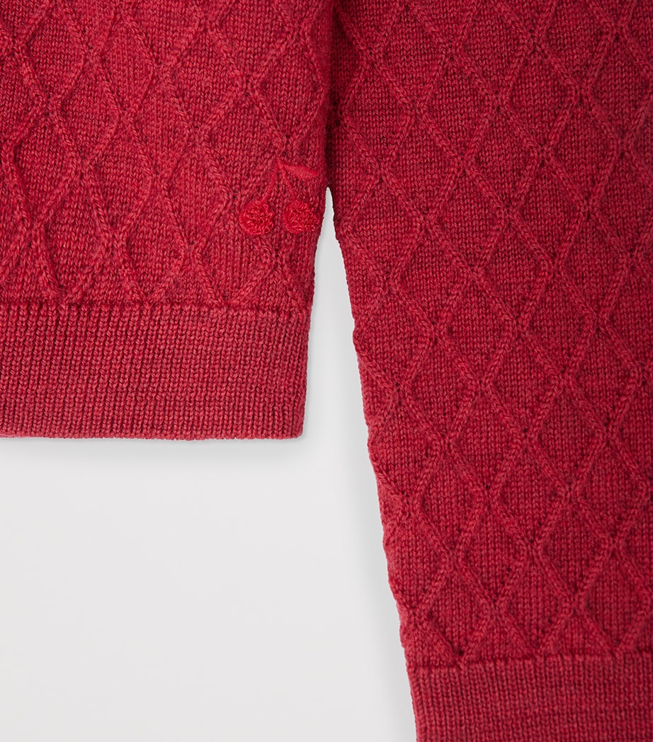 Wool Diamond-Knit Garancie Cardigan (4-8 Years)