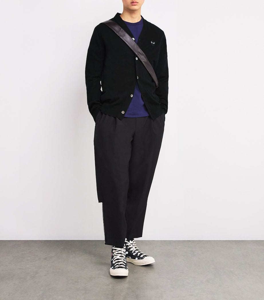 Comme Des Garçons Play Black Wool Heart Cardigan