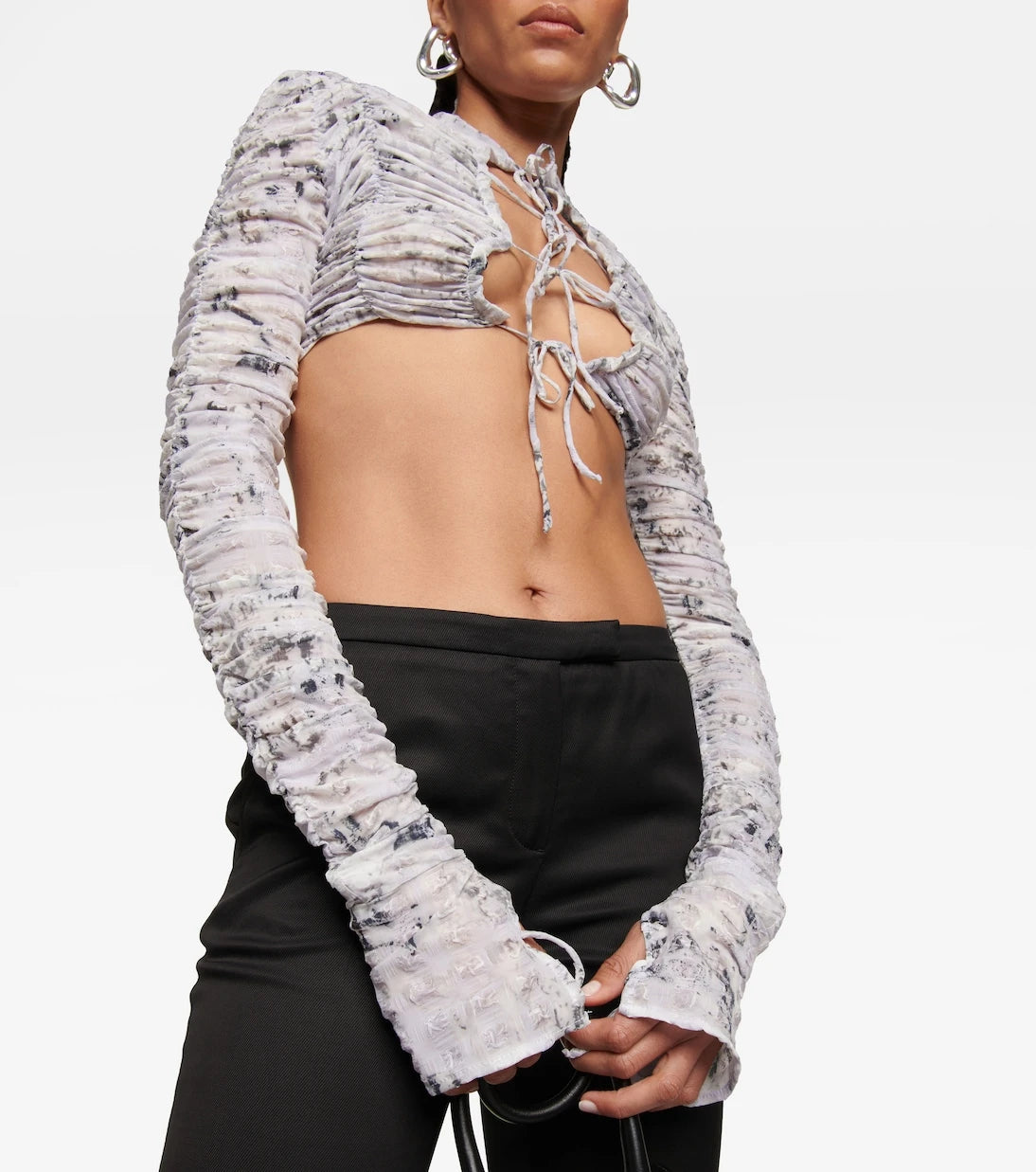 Roberta Einer - Tie-front printed cropped cardigan