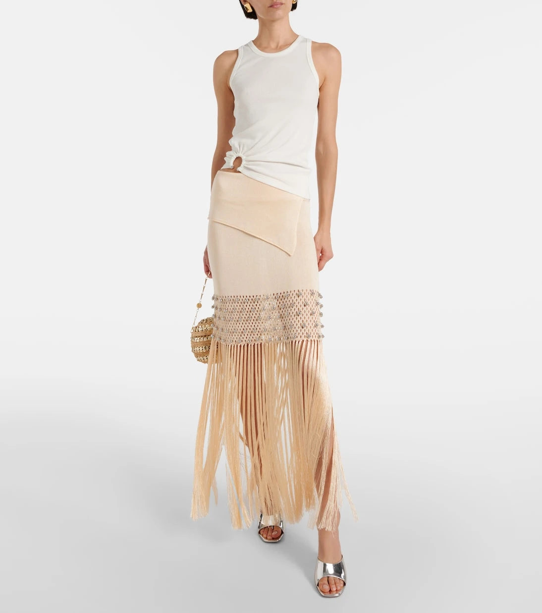 Rabanne - Ring-detail cotton-blend jersey tank top