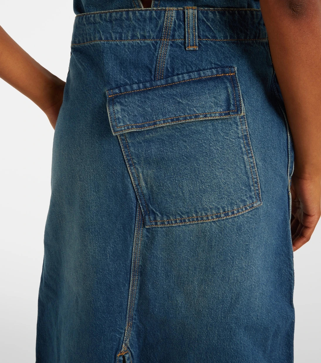 Victoria Beckham - Asymmetric denim midi skirt