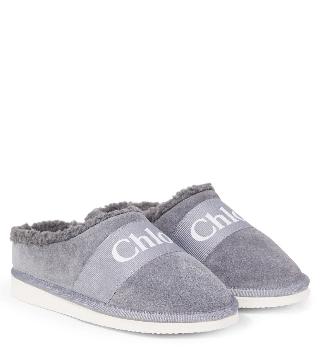 Chloé Kids - Logo suede slippers