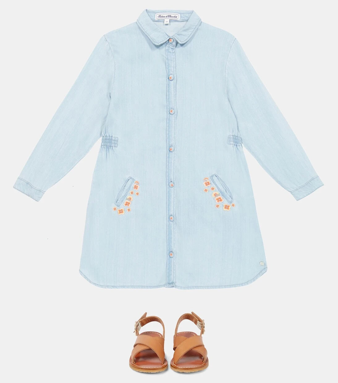 Tartine et Chocolat - Embroidered chambray dress