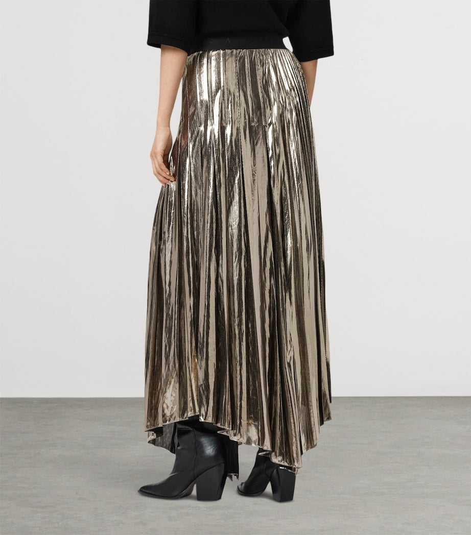 Brown Pleated Jax Maxi Skirt