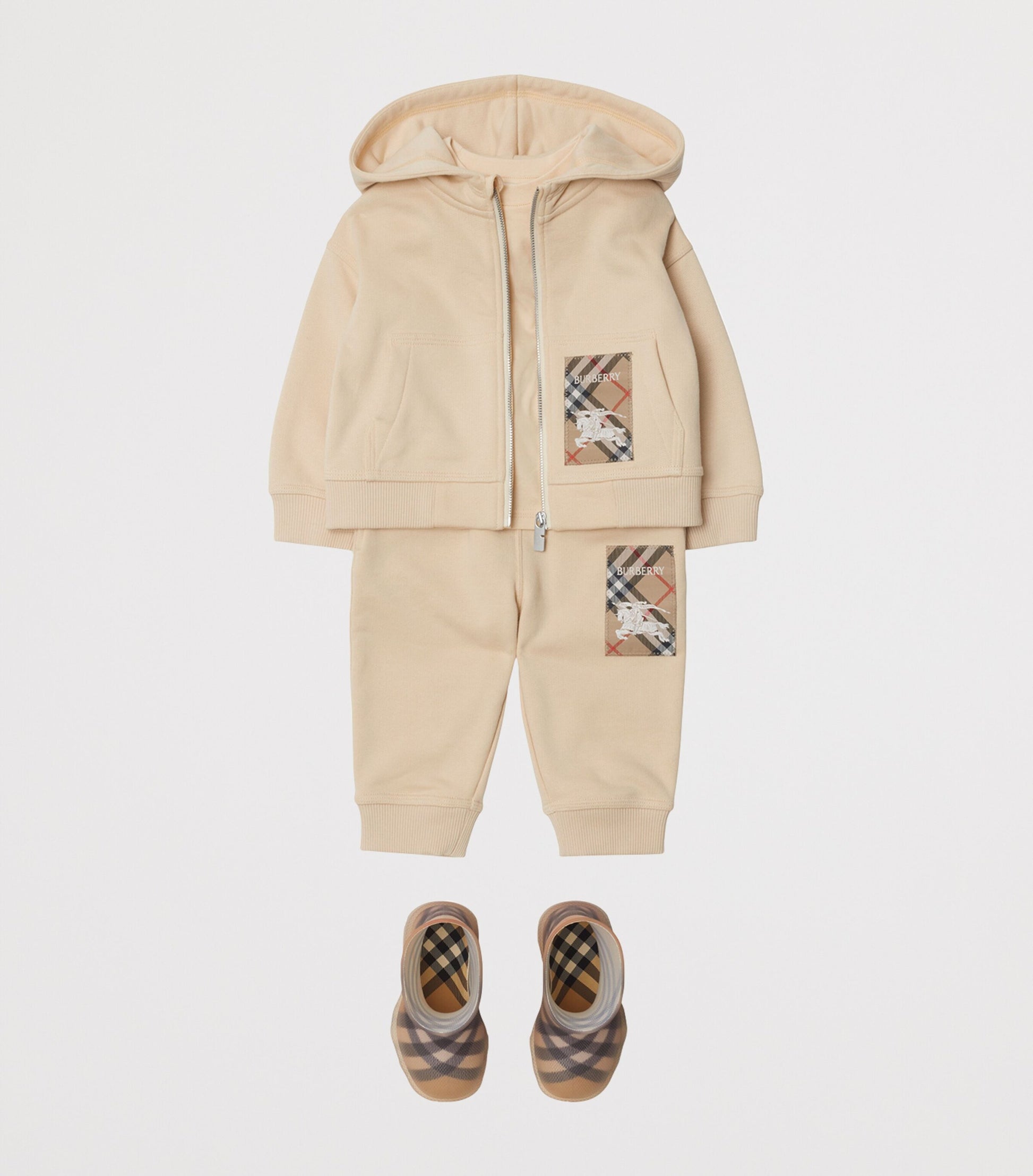Burberry Kids Cotton Check-Patch Hoodie (6-24 Months)