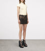 McQueen Brown Leather Belted Mini Skirt