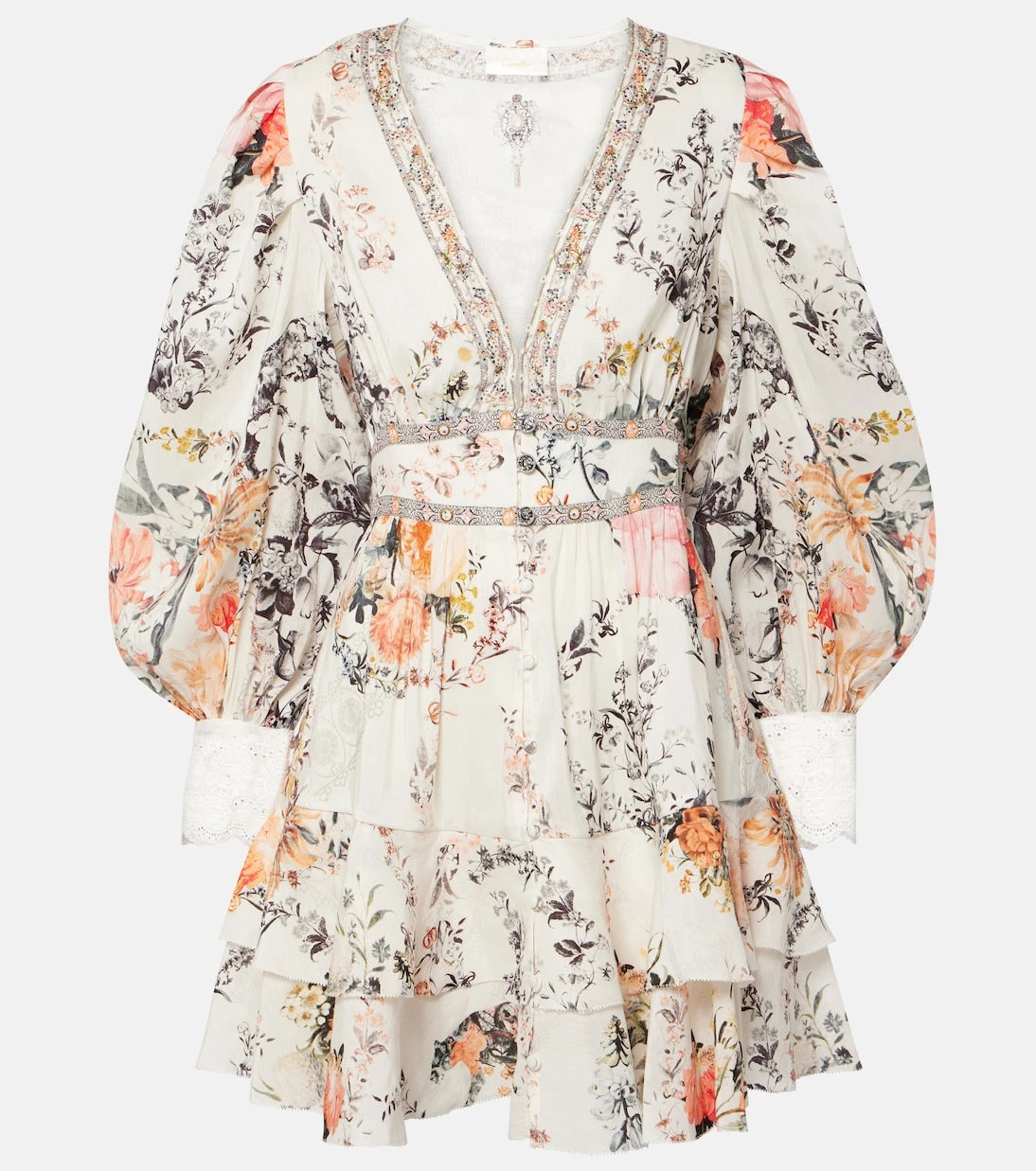 Camilla - Floral linen and silk minidress