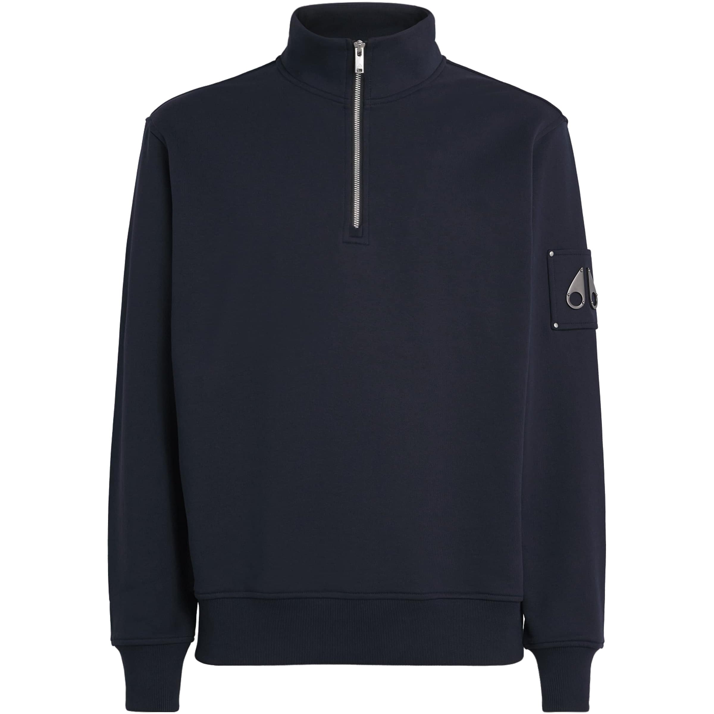 Moose Knuckles Navy Cotton Hartsfield Quarter-Zip Sweatshirt