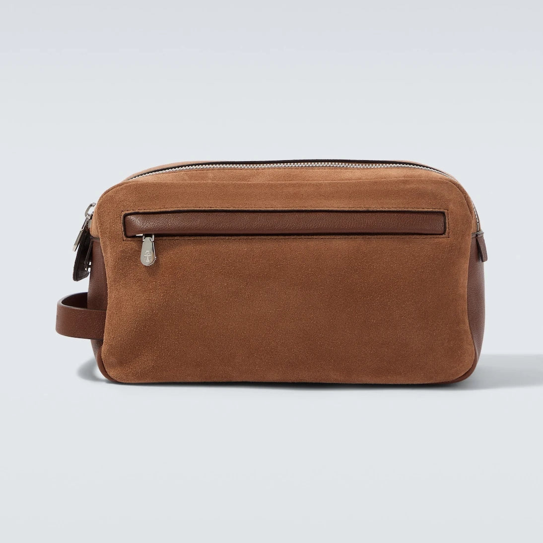 Brunello Cucinelli - Leather-trimmed suede toiletry bag
