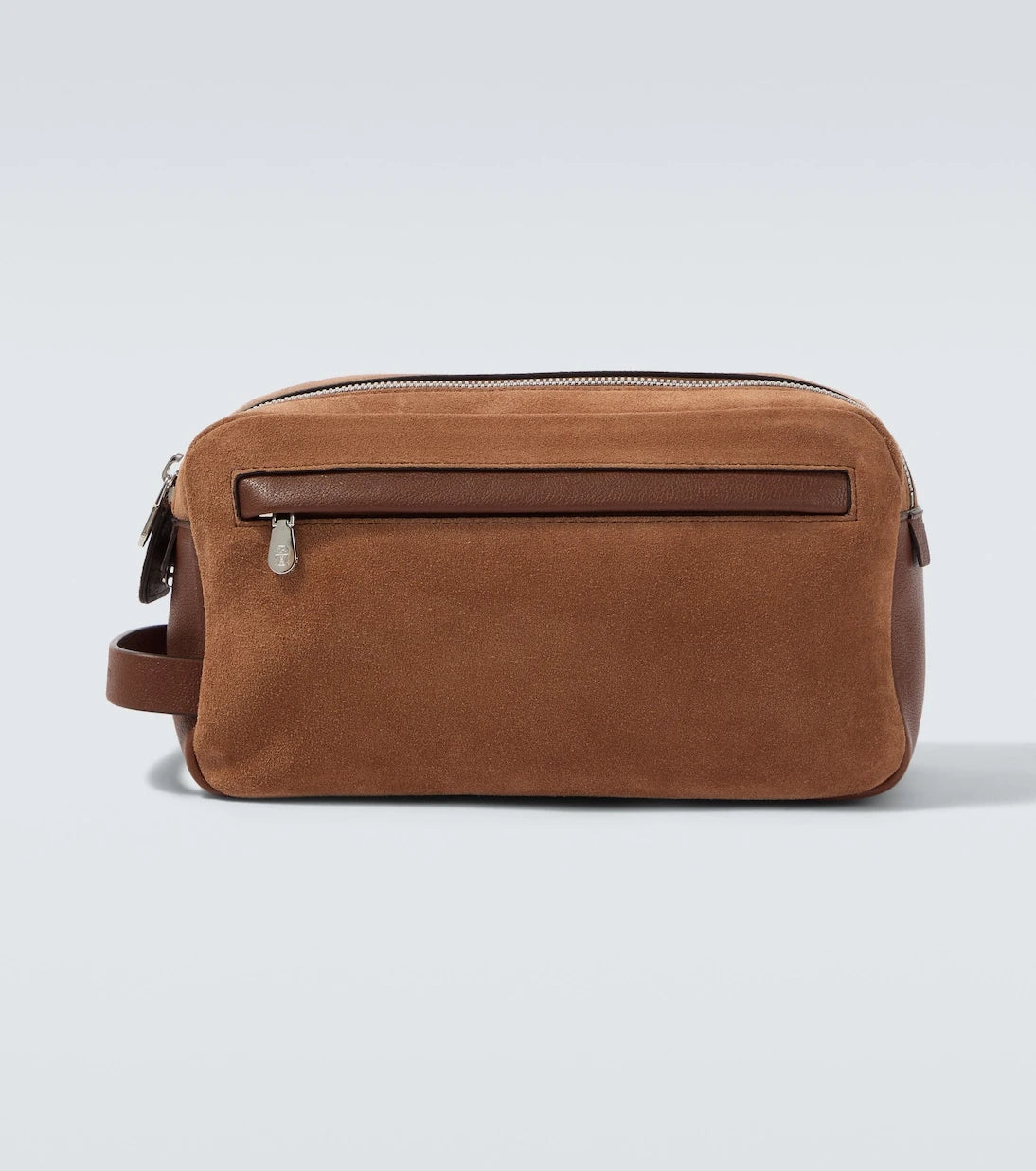 Brunello Cucinelli - Leather-trimmed suede toiletry bag