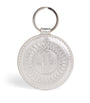 Silver Leather Metallic Circle Keyring