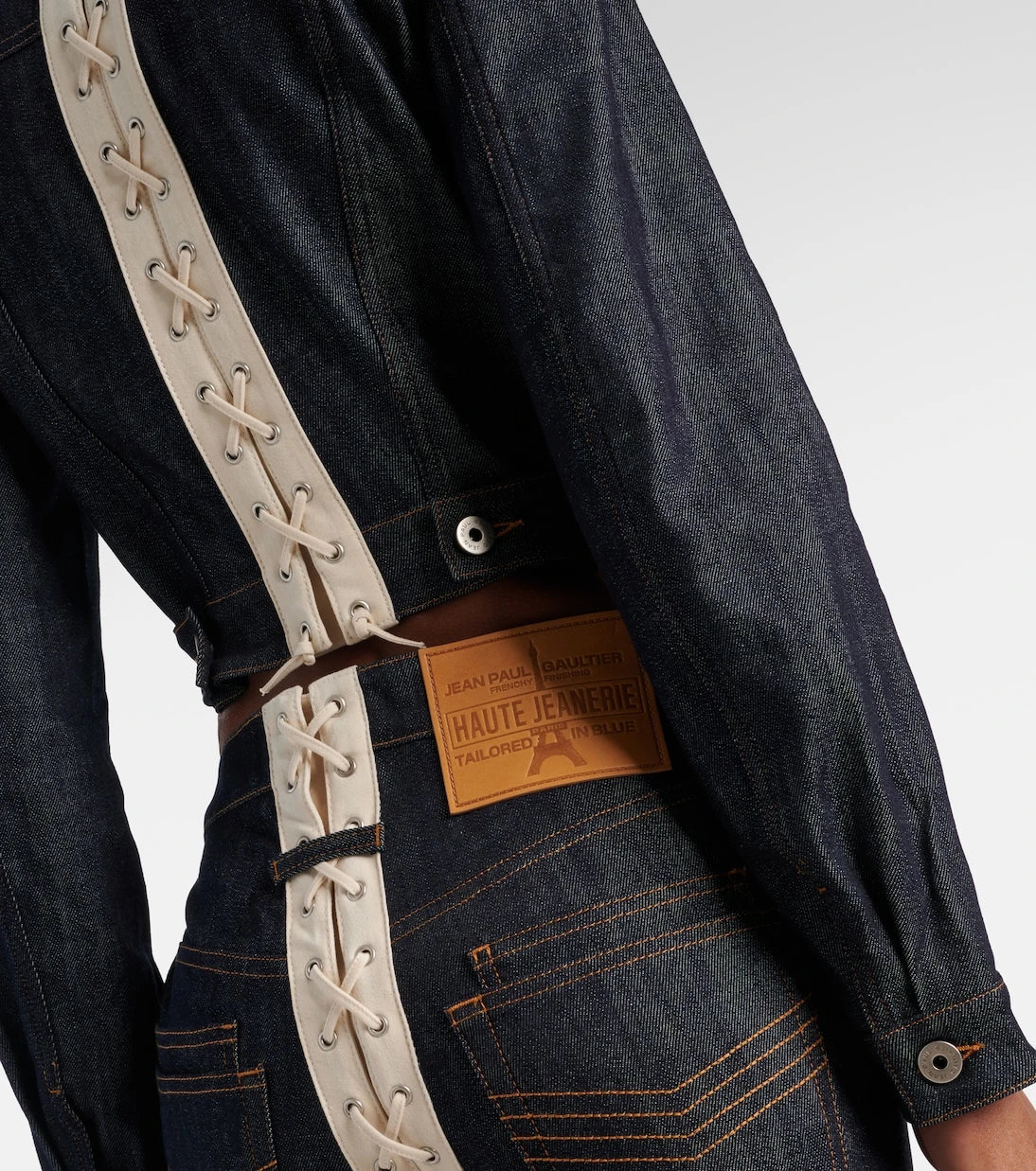 Jean Paul Gaultier - Lace-up cropped denim jacket