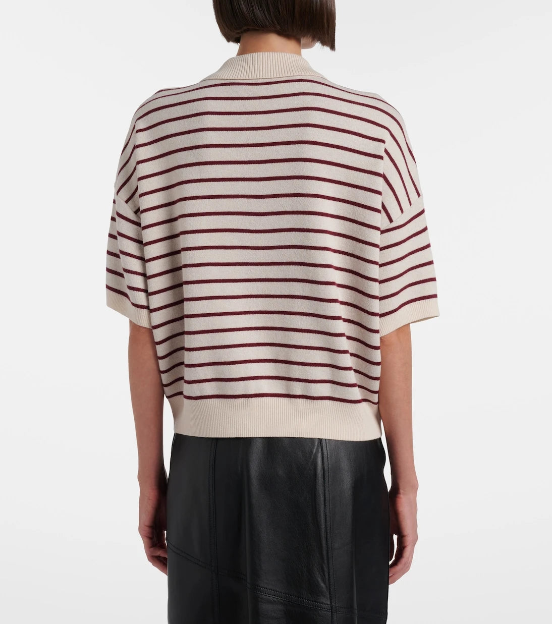 Rotate - Striped knitted polo shirt