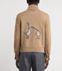 Brown Merino Wool Geese Half-Zip Jumper