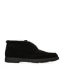 Santoni Black Suede Fortune Ankle Boots