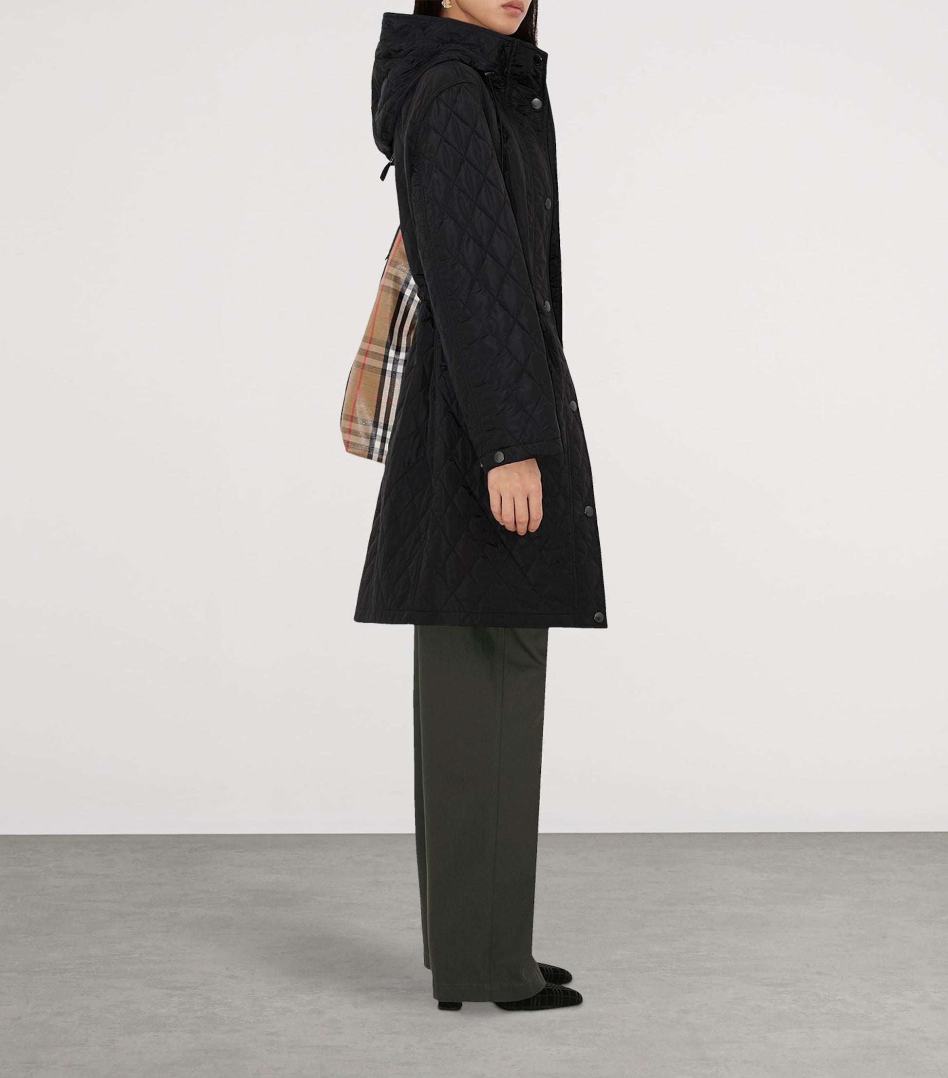 Nylon Quilted Hooded Parka BLACK