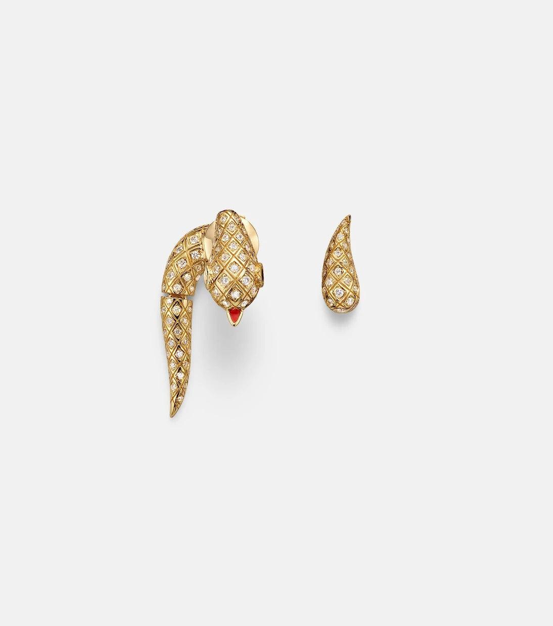 Yvonne Léon - Python 9kt gold earrings with diamonds and spinels
