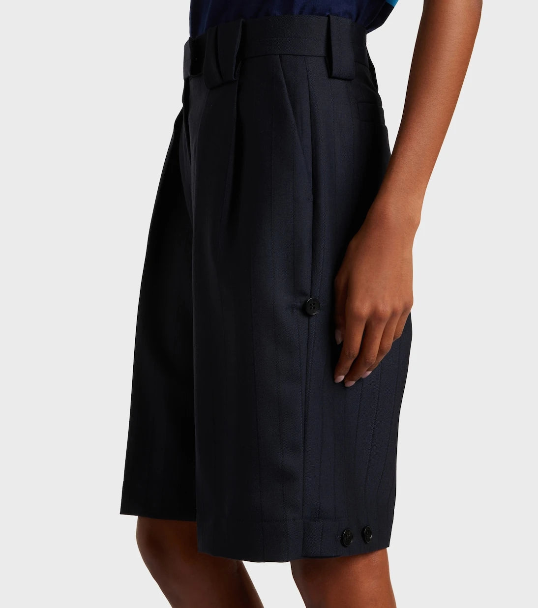 Versace - Pinstriped virgin wool Bermuda shorts