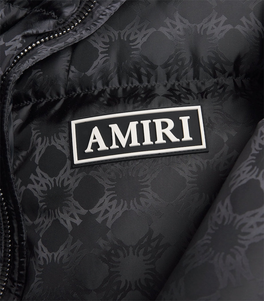 AMIRI Black Down Jacquard Logo Puffer Jacket