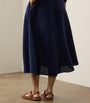 Navy Linen Erica Midi Skirt