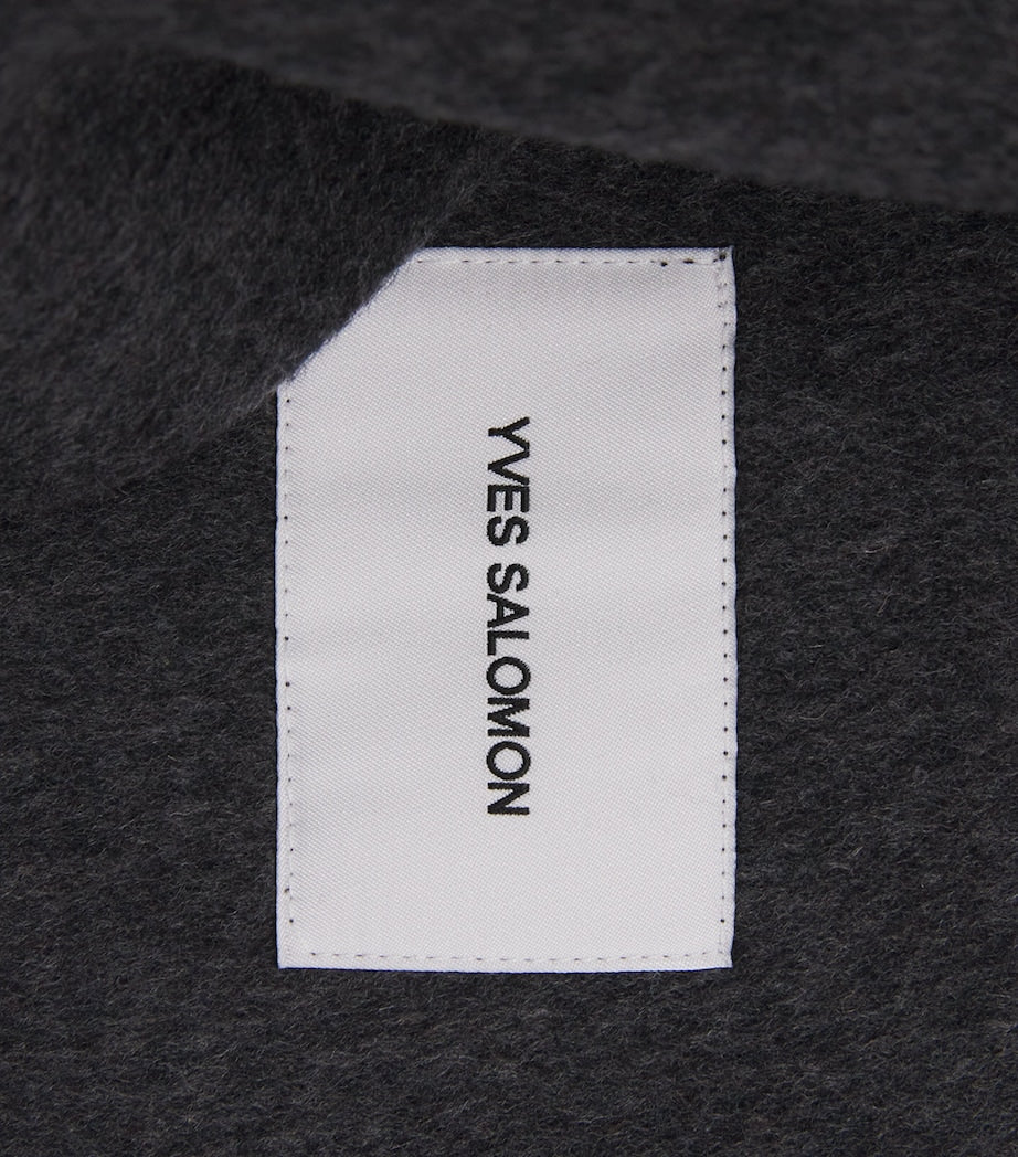 Yves Salomon Black Mink Fur-Trim Collar Coat