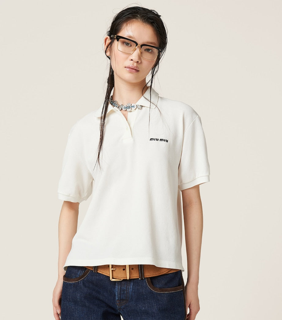 White Cotton Logo Polo Shirt