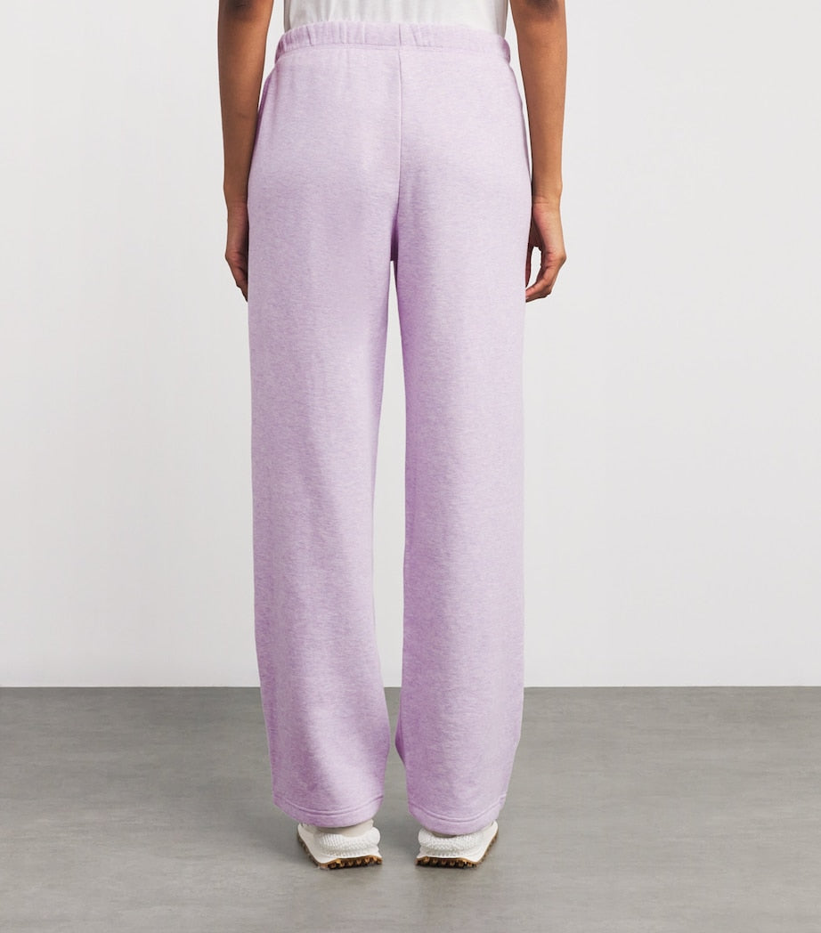 Purple Cotton-Blend Fleece Straight Sweatpants