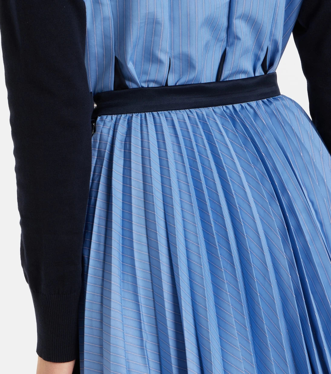 Sacai - Striped cotton-blend poplin midi skirt