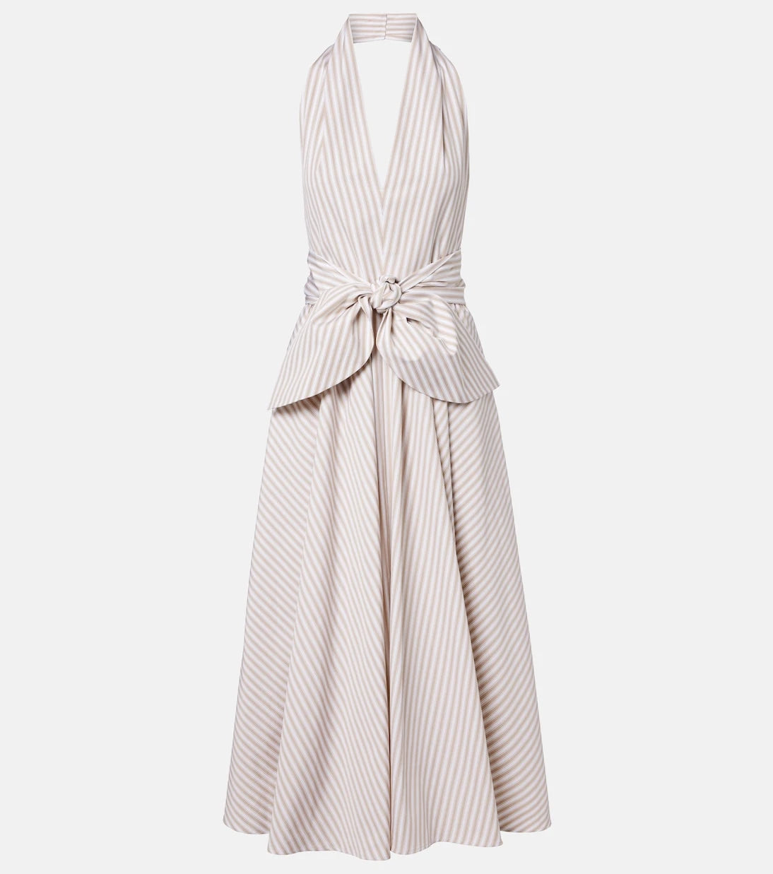 Patou - Striped halterneck cotton midi dress