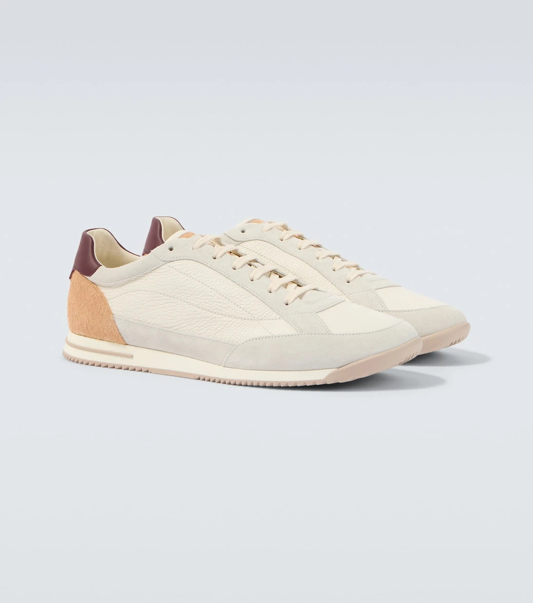 Brunello Cucinelli - Suede-trimmed leather sneakers