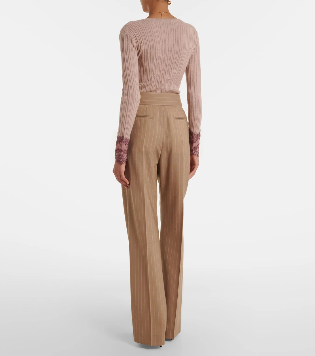 Valentino - Pinstripe pleated wool wide-leg pants