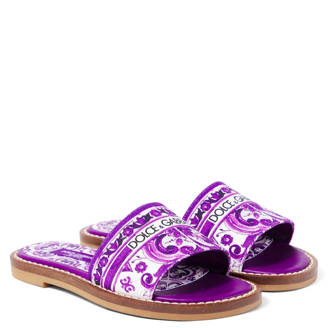 Dolce&Gabbana Kids - Majolica canvas slides