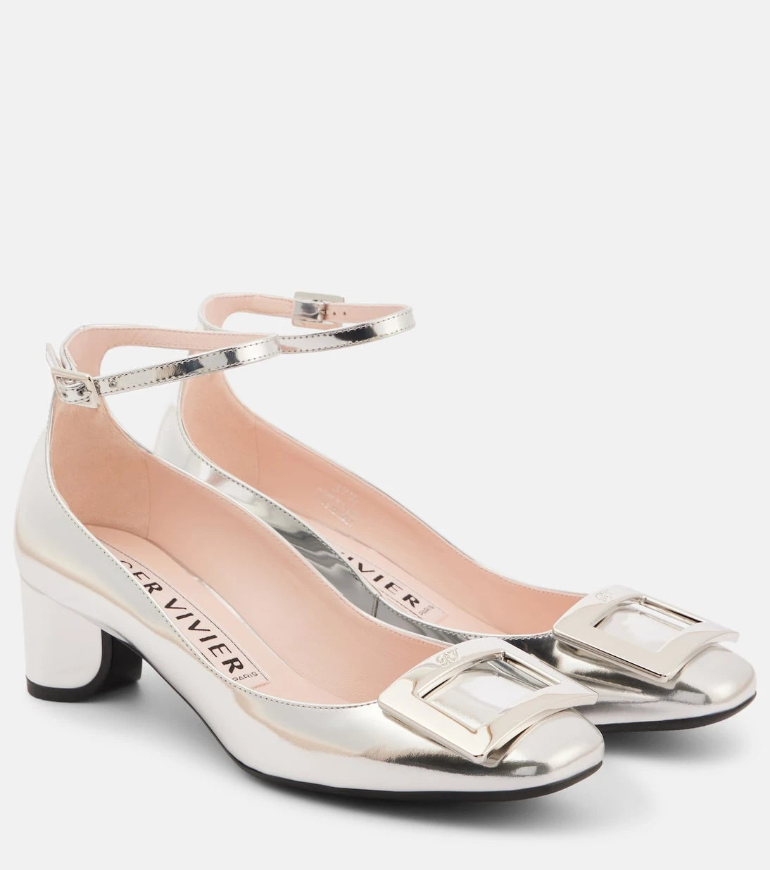 Roger Vivier - حذاء U Look 45 بكعب عالٍ من الجلد المعدني