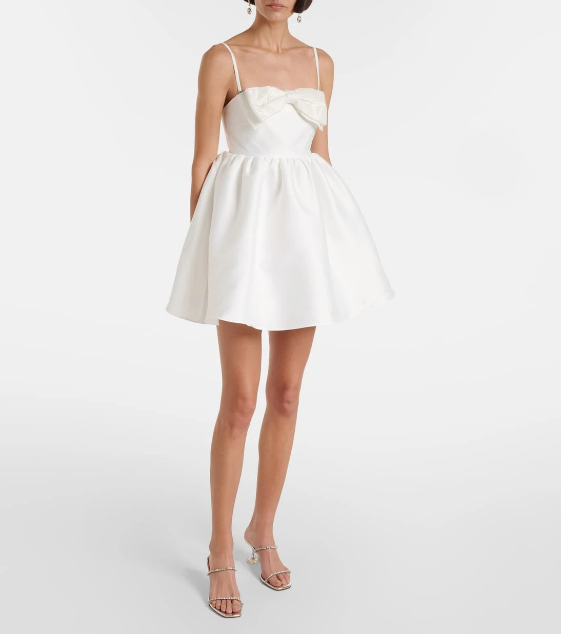 Self-Portrait - Bow-detail beaded taffeta minidress