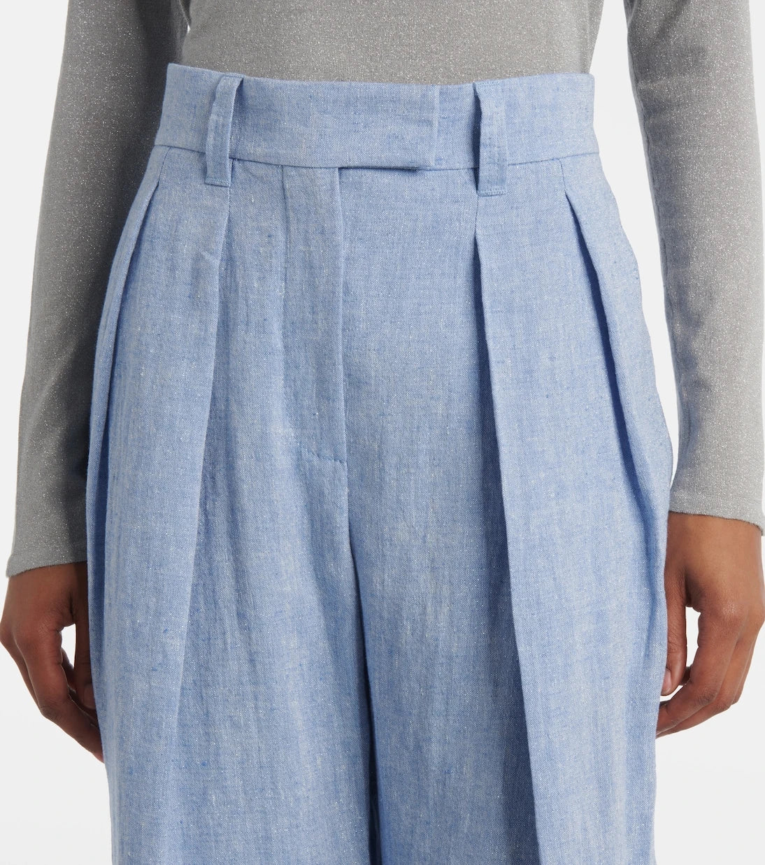 Brunello Cucinelli - High-rise linen-blend wide-leg pants