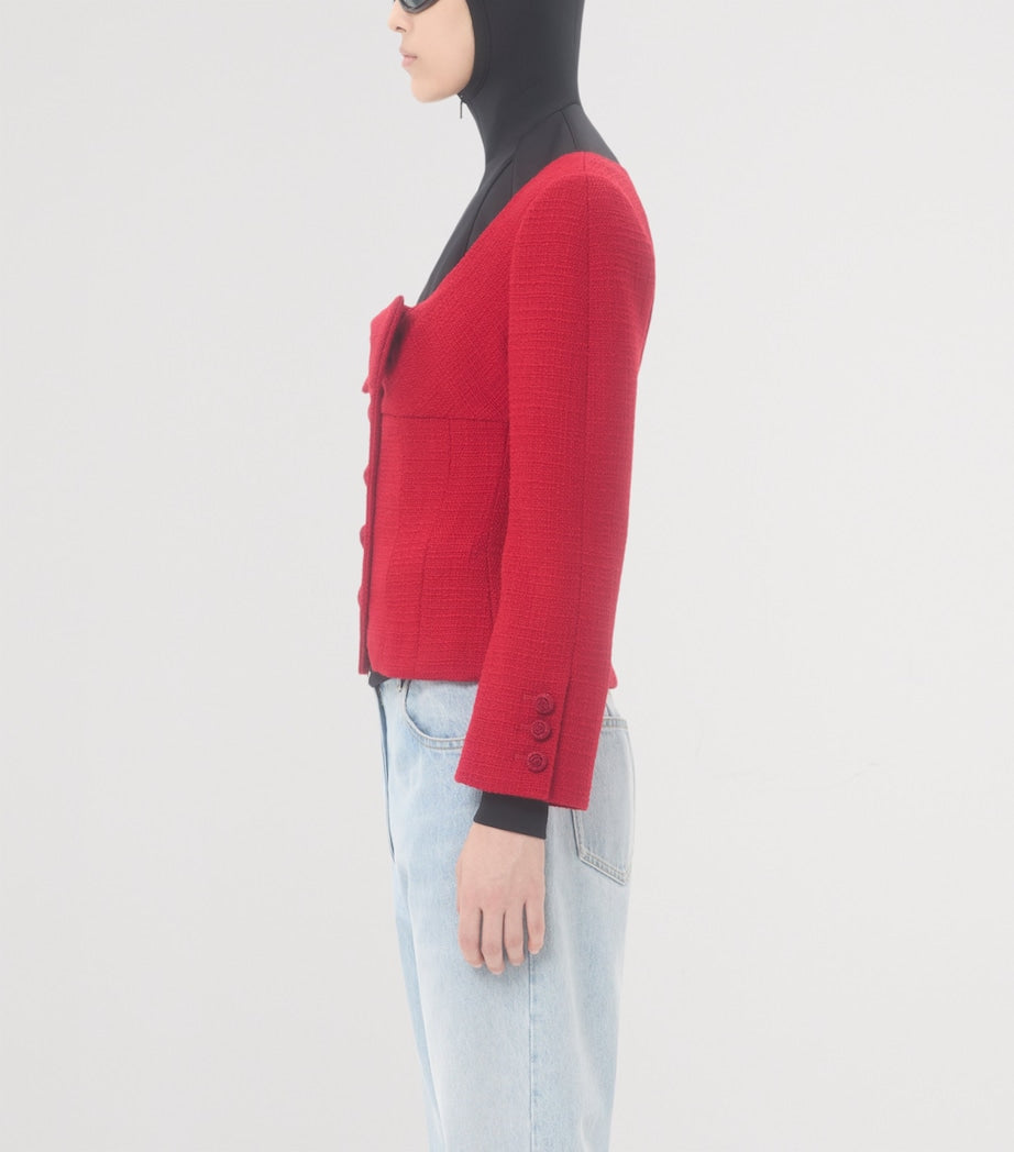 Valentino Red Virgin Wool-Blend Bow Blazer