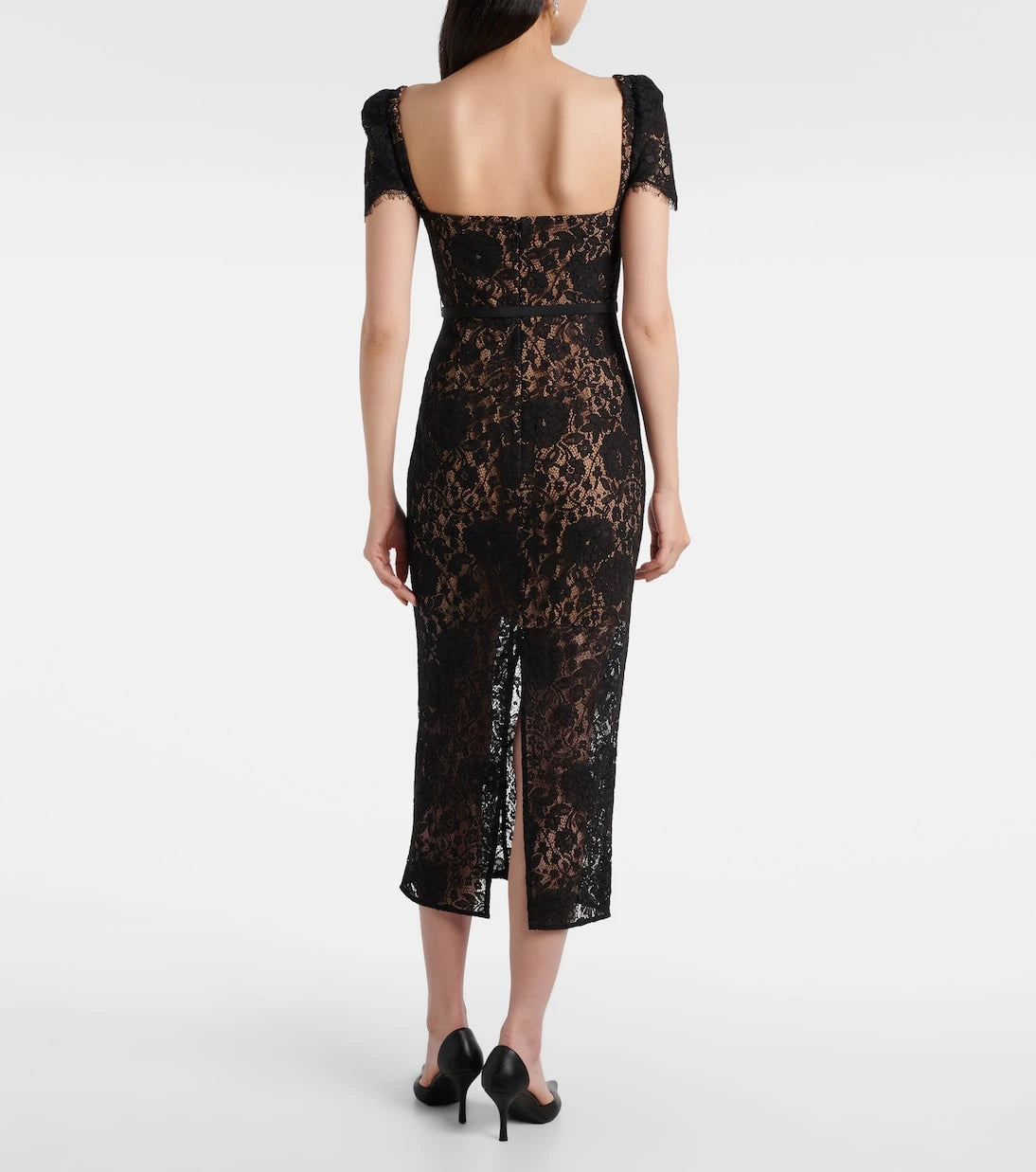 Self-Portrait - Embellished cotton-blend lace midi dress