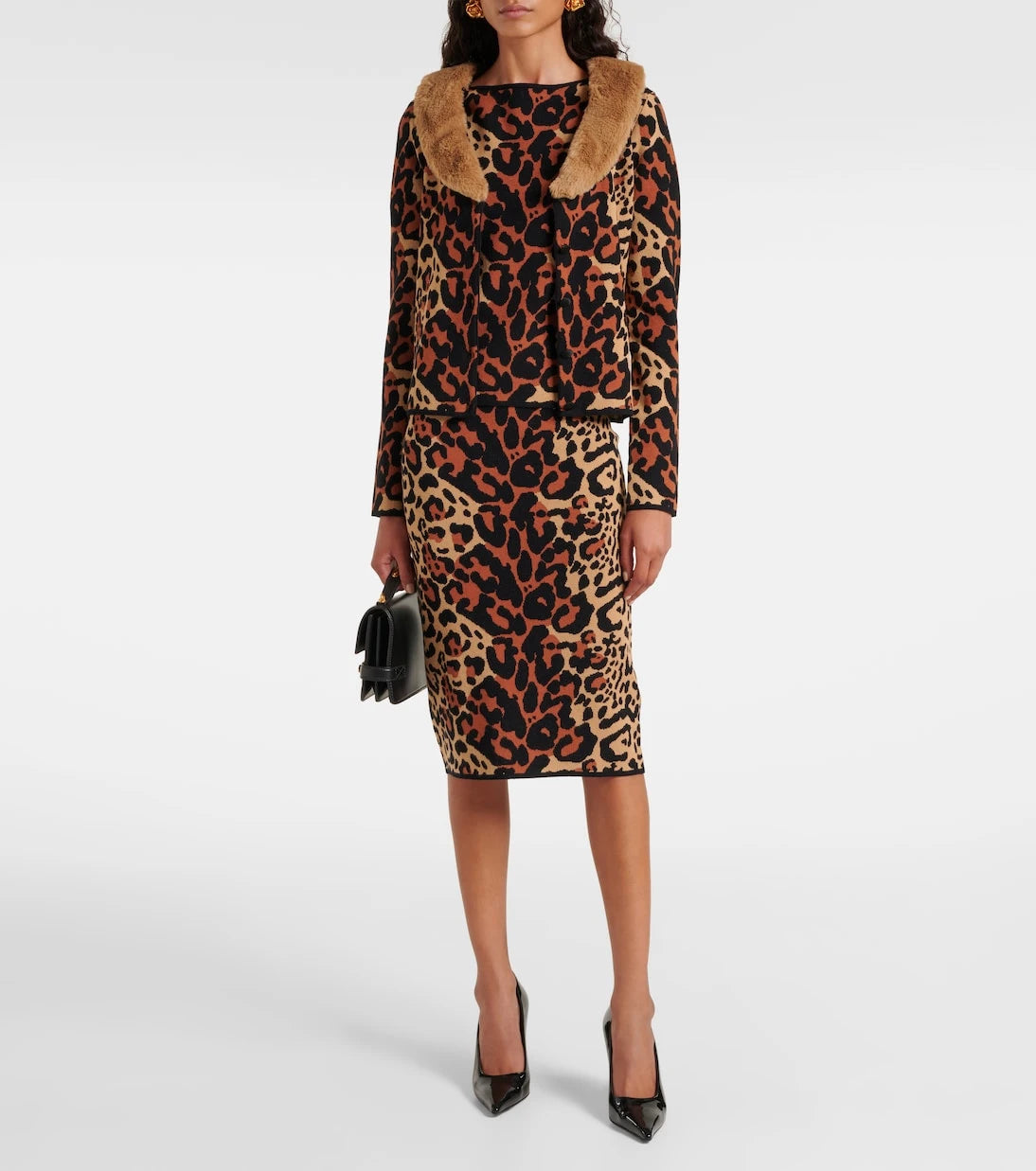 Blumarine - Leo leopard-print jacquard pencil skirt