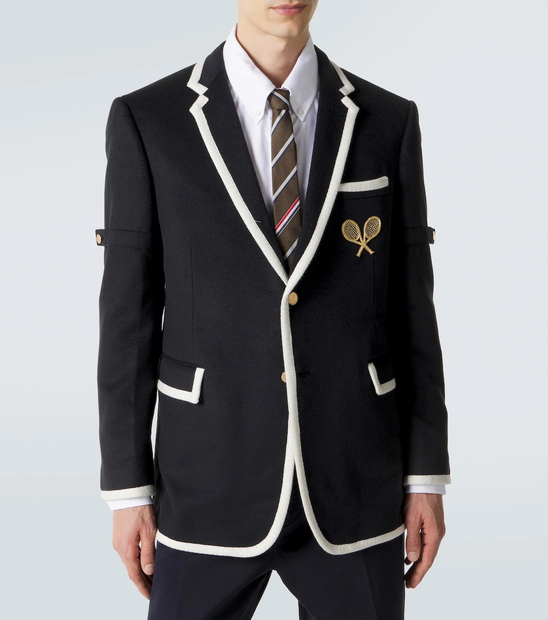 Thom Browne - Embroidered cashmere zibeline blazer