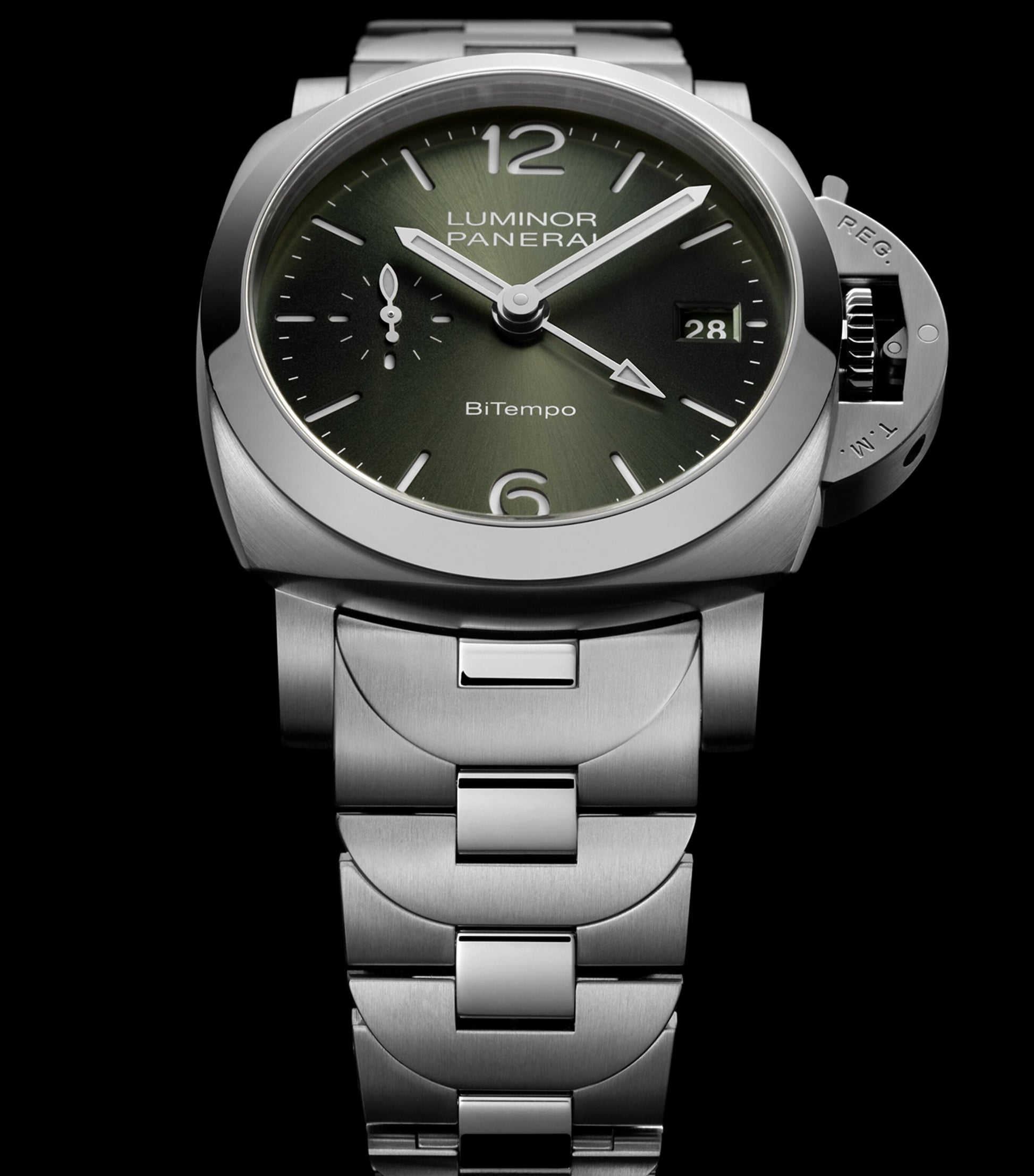 Brushed Steel Luminor Quaranta BiTempo Watch 40mm