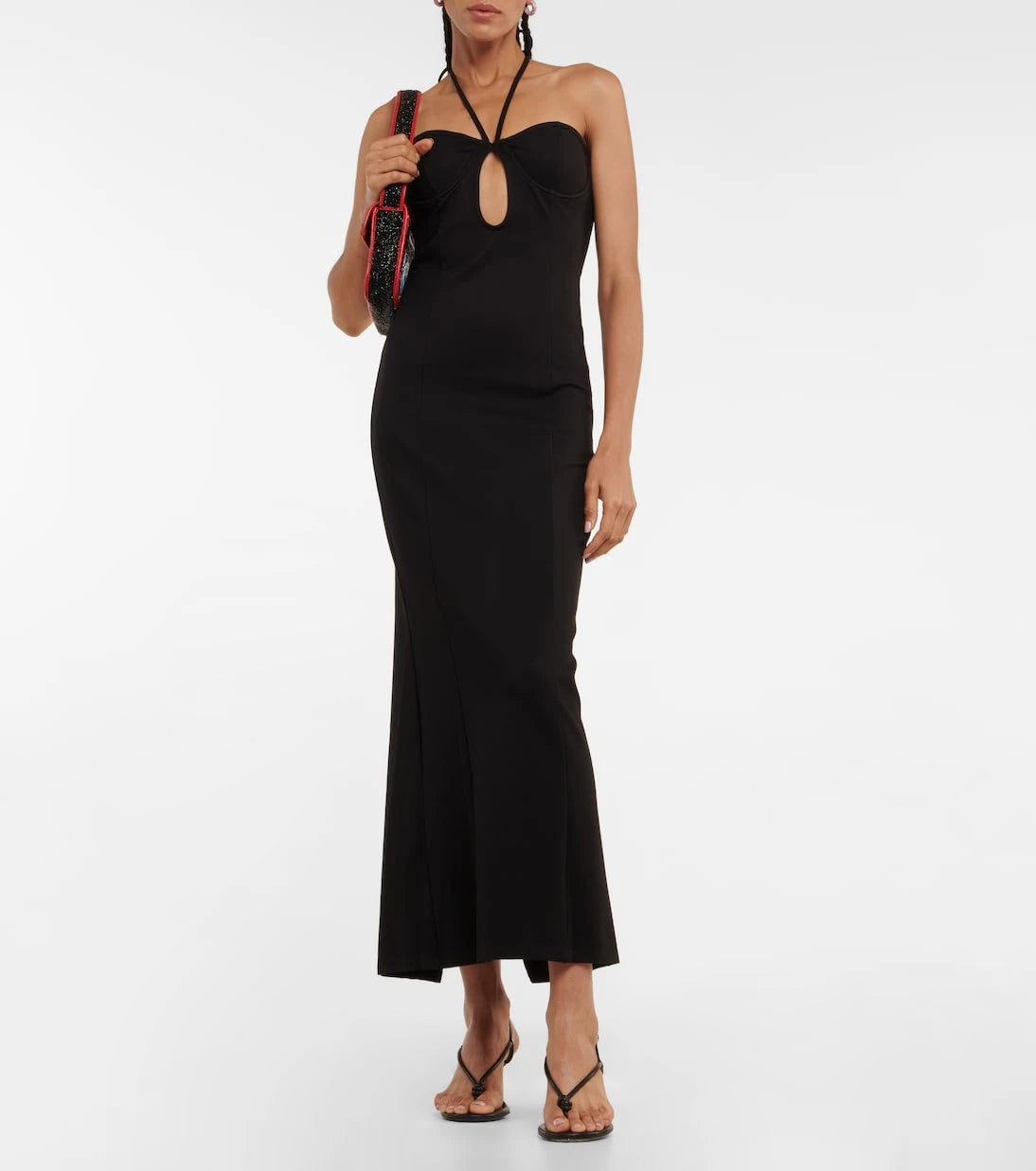 Staud - Bardot halterneck cutout midi dress