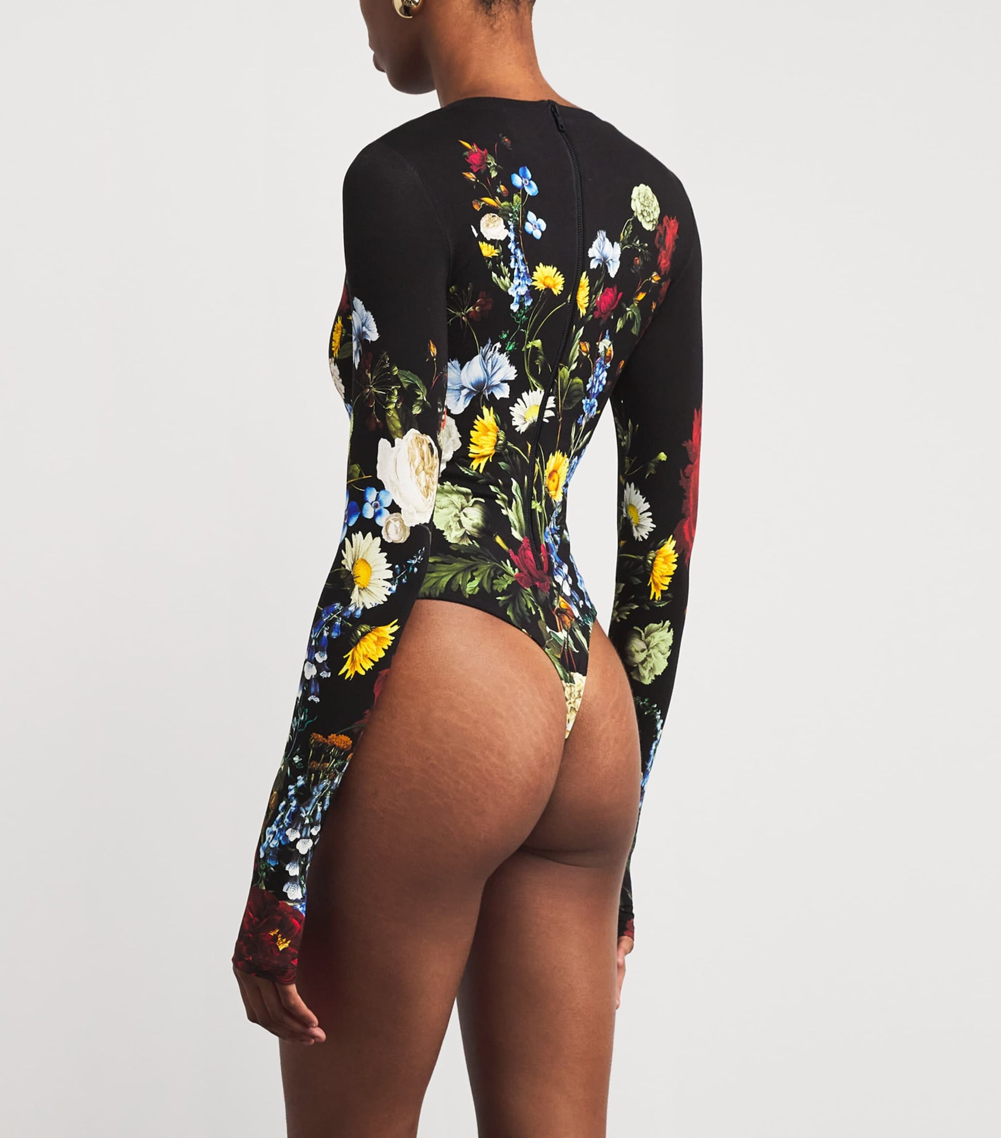 Alice+Olivia Black Floral Olea Bodysuit