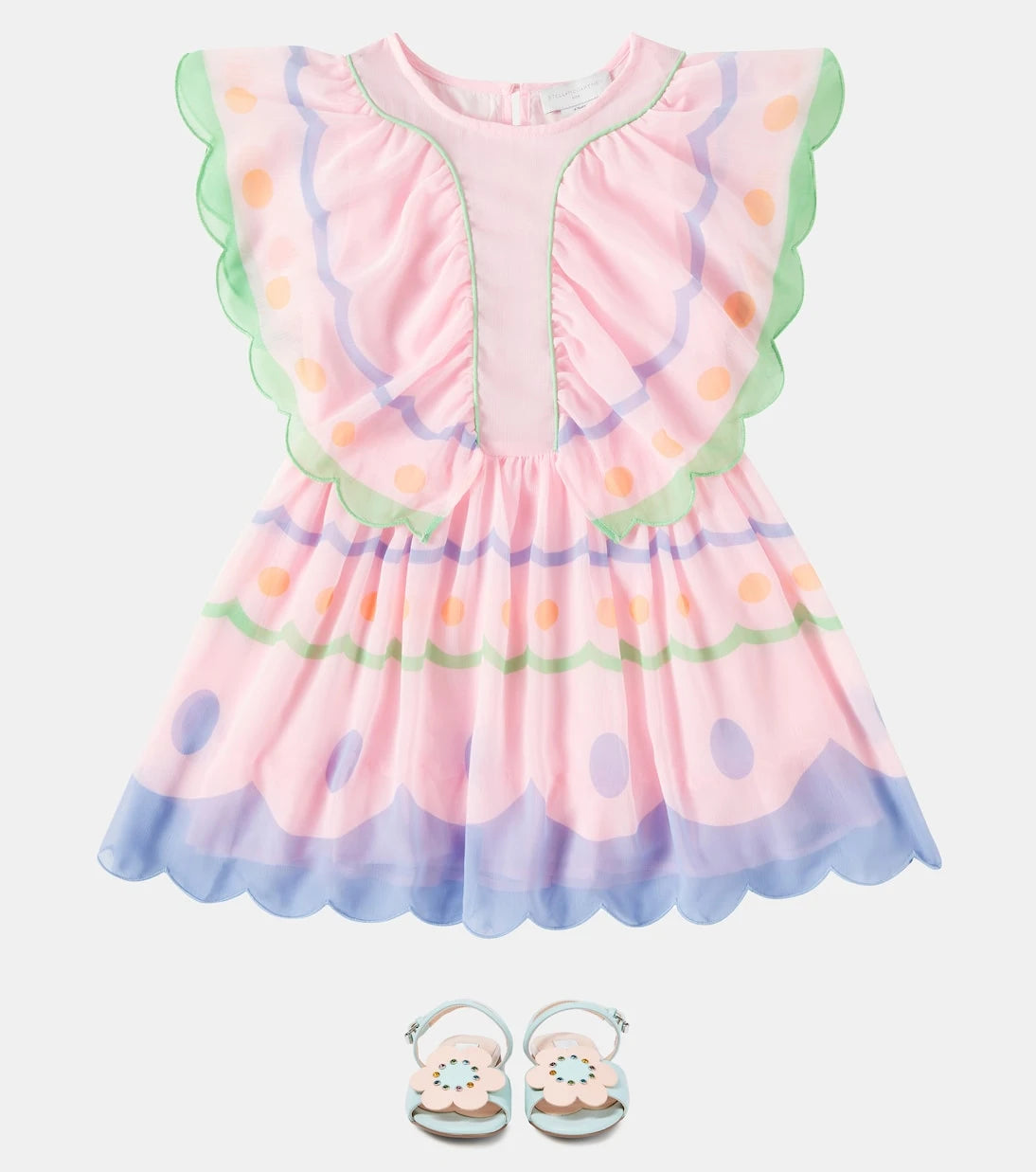 Stella McCartney Kids - Ruffled embroidered dress