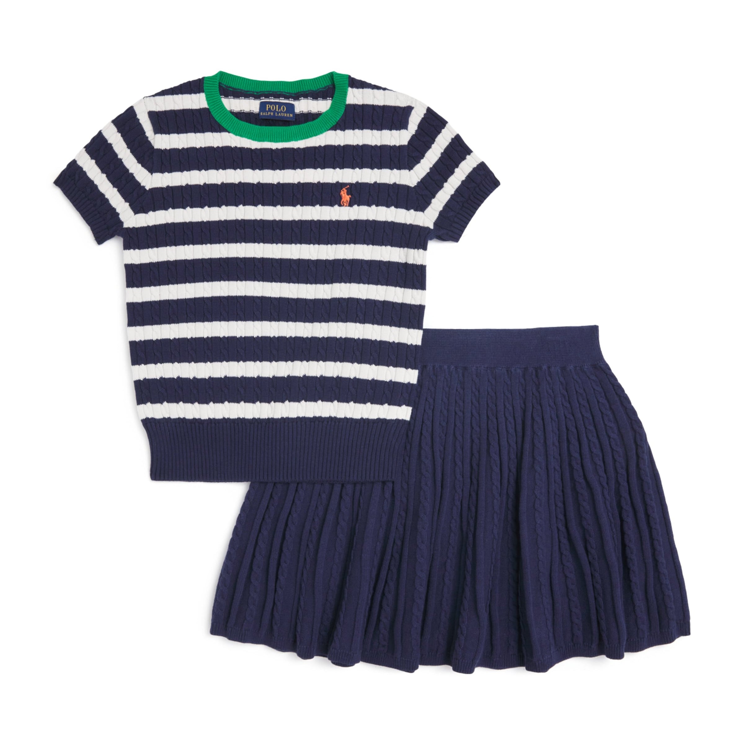 Ralph Lauren Kids Cable-Knit Stripe Top and Skirt Set (7-14 Years)