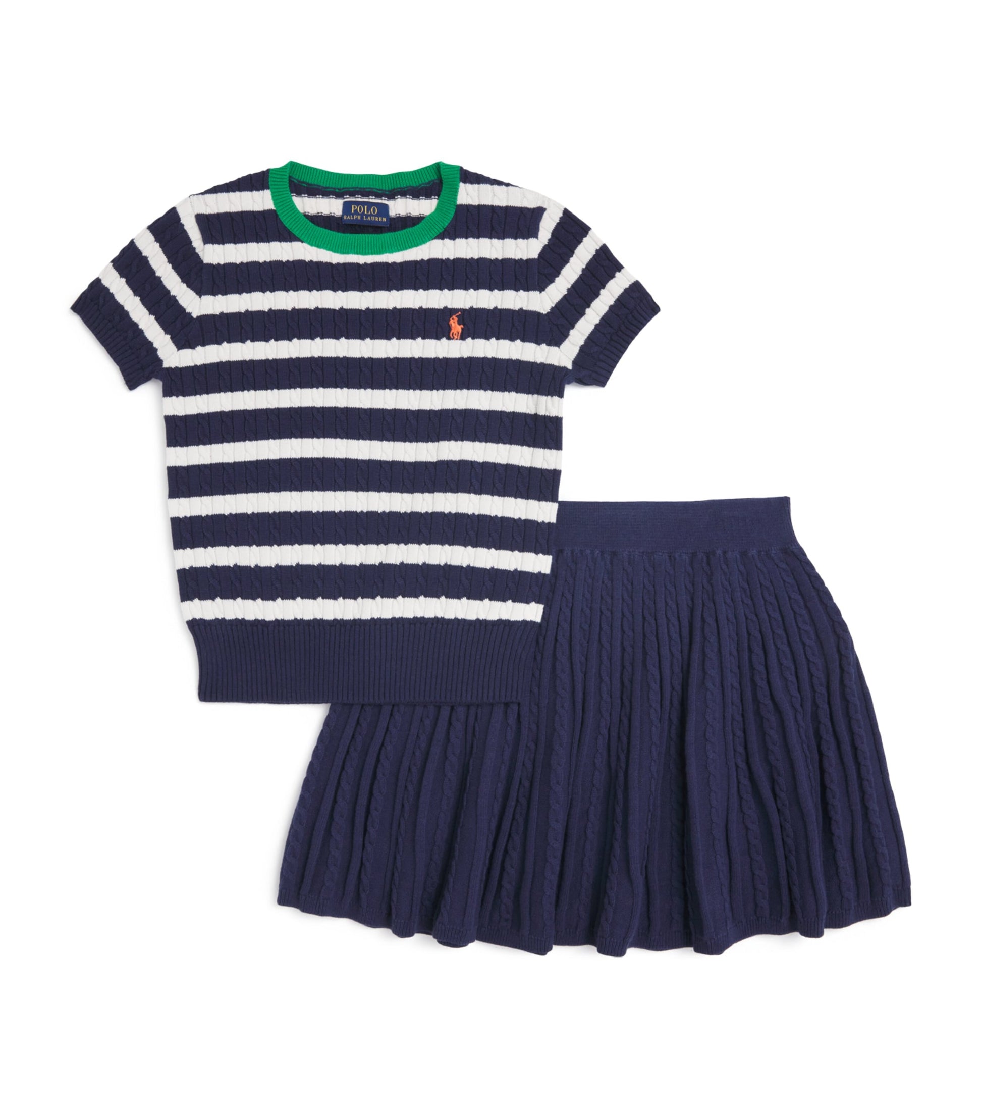 Ralph Lauren Kids Cable-Knit Stripe Top and Skirt Set (7-14 Years)
