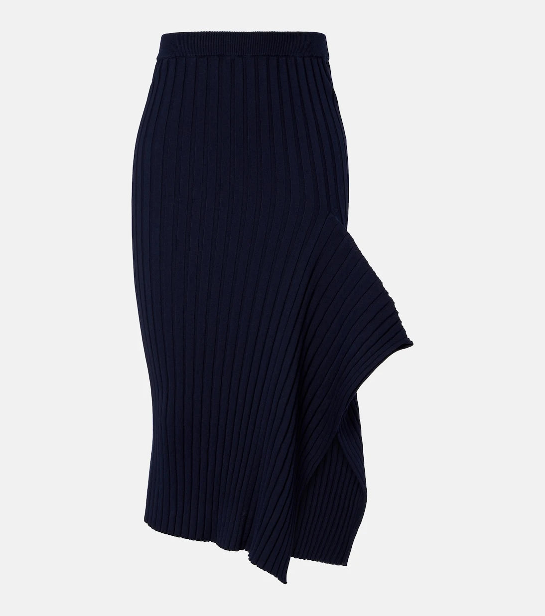 Stella McCartney - Ribbed-knit ruffled cotton midi skirt