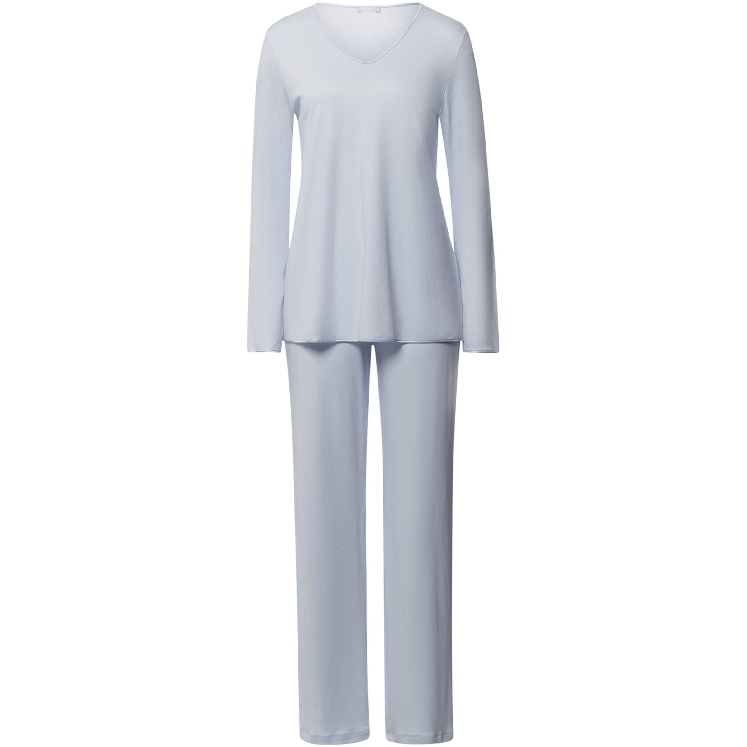 Hanro Blue Cotton Long-Sleeve Pyjama Set