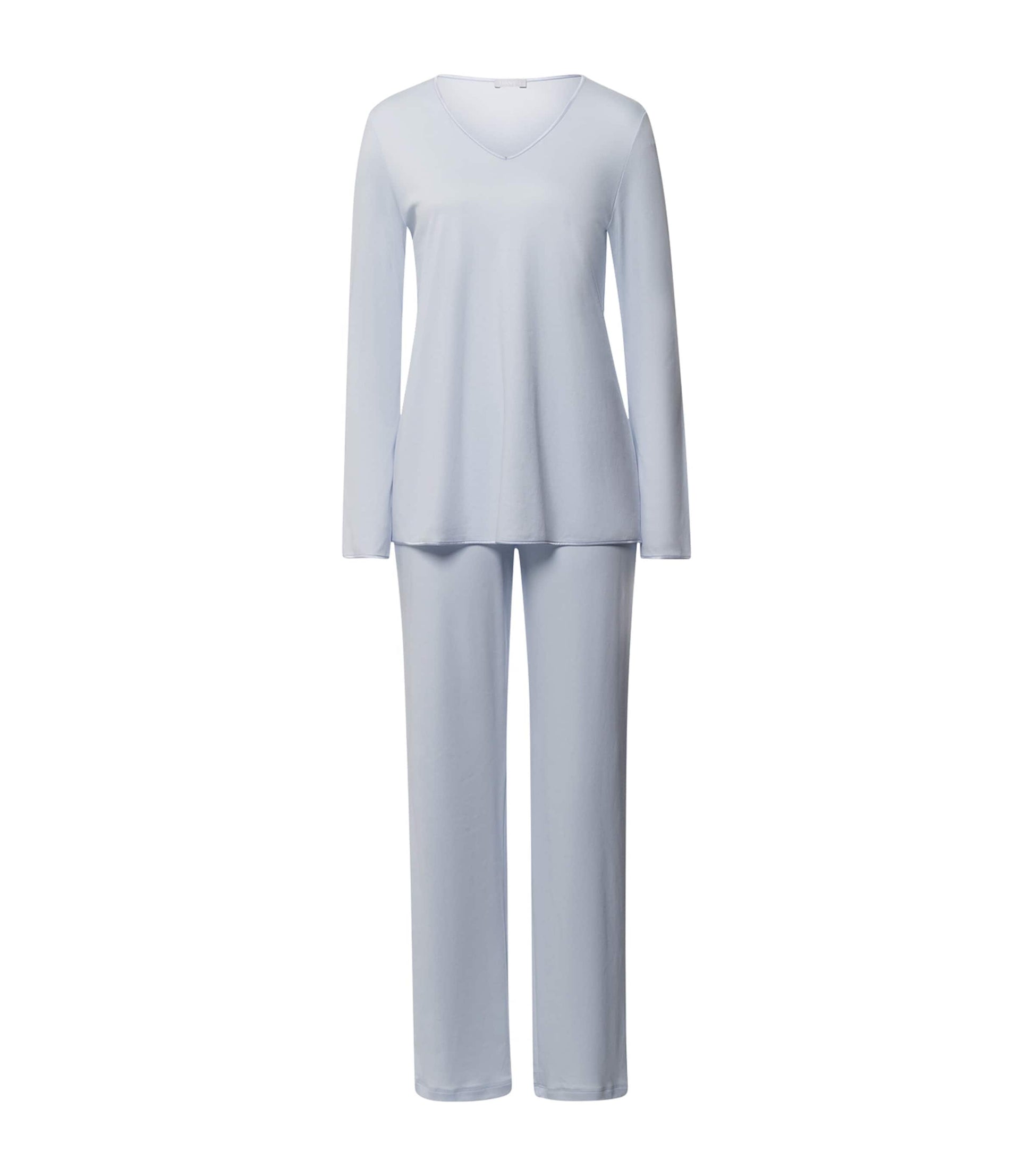 Hanro Blue Cotton Long-Sleeve Pyjama Set